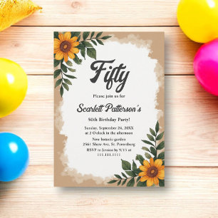 Elegante Boho Wasserfarbe Sonnenblumen Geburt Einladung