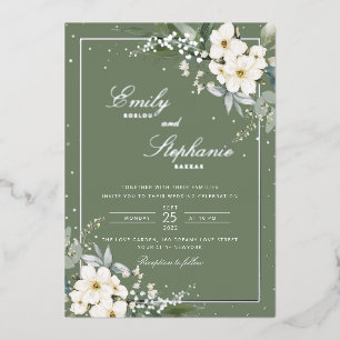 Elegante Boho Watercolor Schwarze Hochzeit Folieneinladung