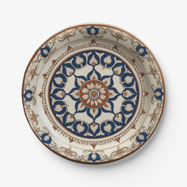 Elegante Boho Wildblume Blumenmuster Keramik Wed Pappteller (Vorderseite)