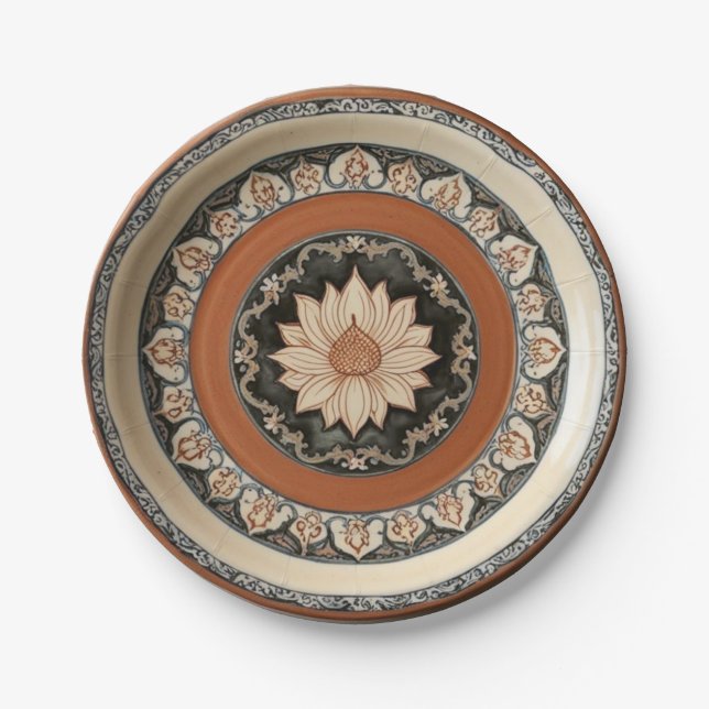 Elegante Boho Wildblume Blumenmuster Keramik Wed Pappteller (Vorderseite)