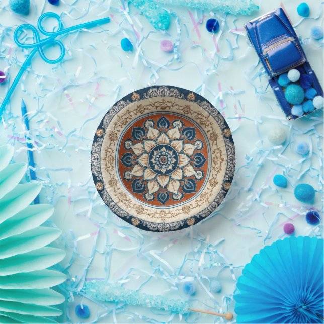 Elegante Boho Wildblume Blumenmuster Keramik Wed Pappteller (Party)