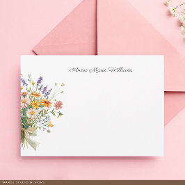 Elegante Boho Wildblume Note Card Mitteilungskarte