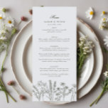 Elegante Boho Wildblume Olive Green Wedding Menükarte<br><div class="desc">Elegante Boho Wildblume Olive Green Wedding Menu</div>