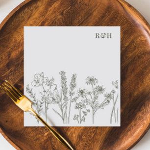 Elegante Boho Wildblume Olive Green Wedding Serviette