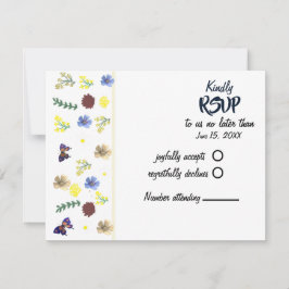 Elegante Boho Wildblume White RSVP Card