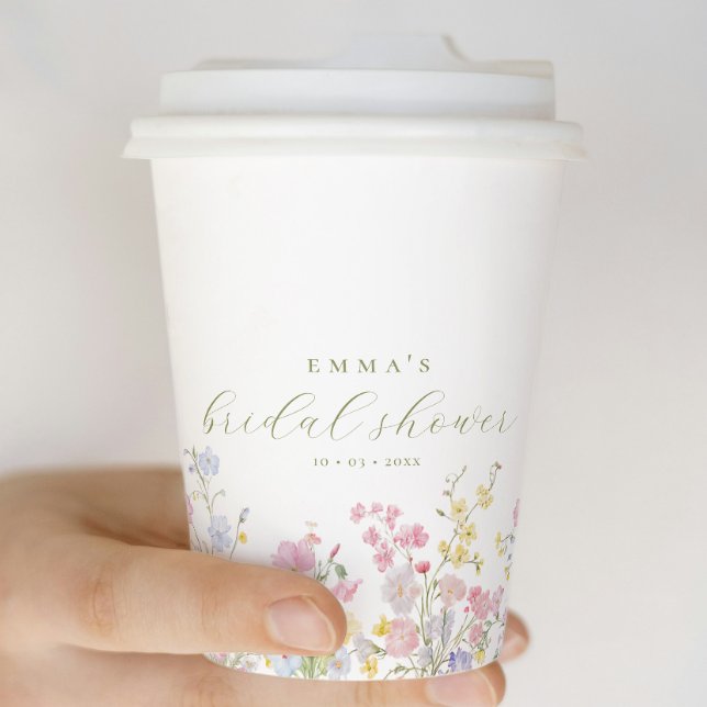 Elegante Boho-Wildblumen-Brautparty Pappbecher (Von Creator hochgeladen)