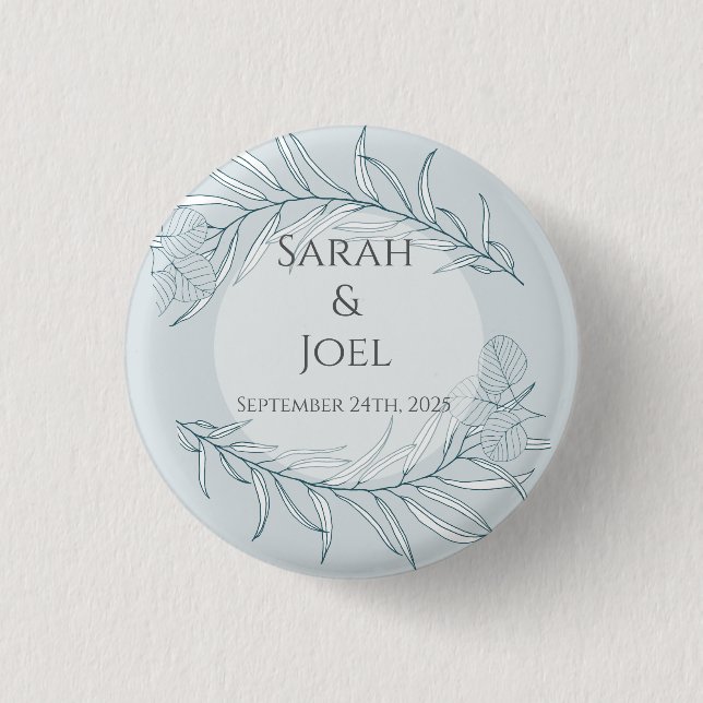 Elegante Boho-Wildblumen-Hochzeit Button (Vorderseite)