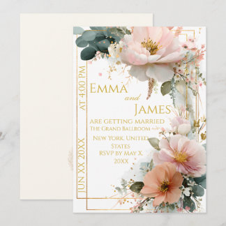 Elegante Boho-Wildblumen-Hochzeitseinladung Einladung