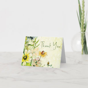 Elegante Boho-Wildblumengartenhochzeit Dankeskarte