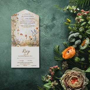 Elegante Boho-Wildflower-Hochzeit All In One Einladung
