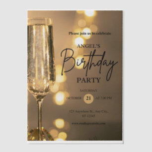 Elegante Bokeh-Geburtstagseinladung mit Vellum-Ove