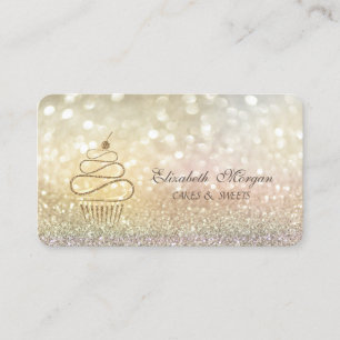 Elegante Bokeh-Gold-Glitter-Cupcakes Visitenkarte