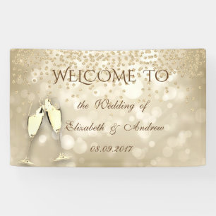 Elegante Bokeh Weingläser, Diamant Hochzeitsbanner Banner