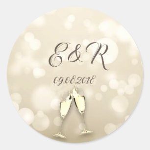 Elegante Bokeh-Weingläser Runder Aufkleber