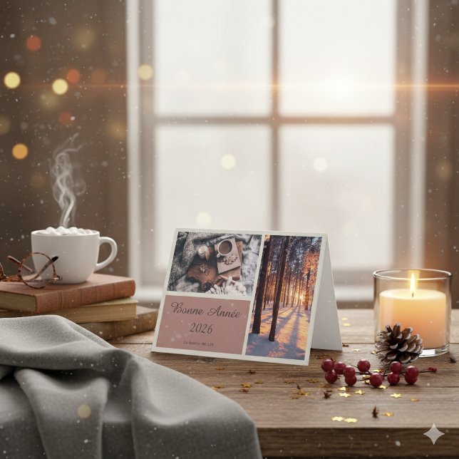 Elegante Bonne Année 2026-Faltgrußkarte Feiertagskarte (Von Creator hochgeladen)