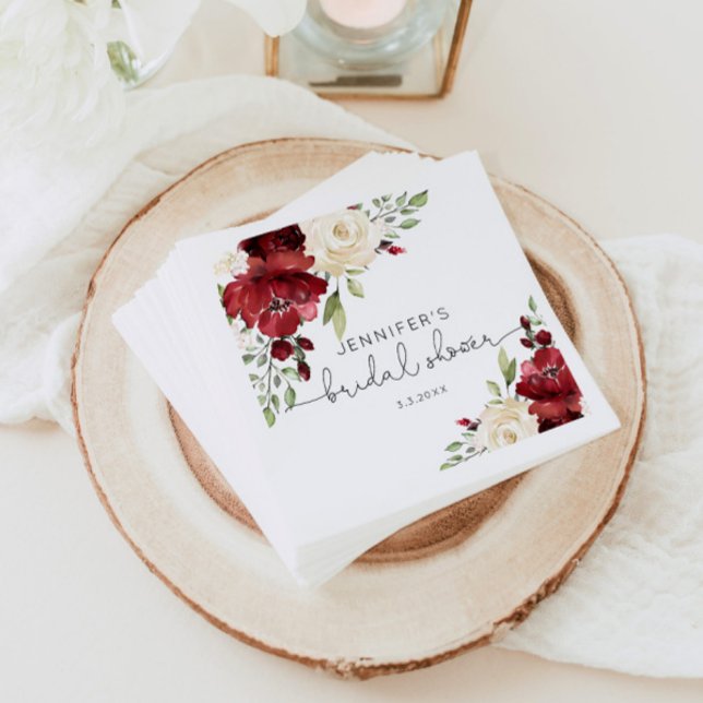 Elegante Bordeaux Hochzeit im Herbst Napkins Serviette (Von Creator hochgeladen)