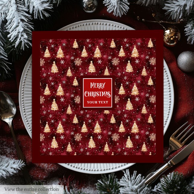 Elegante Bordeaux- und Goldbäume Serviette (Elegant burgundy and gold Christmas trees napkins)