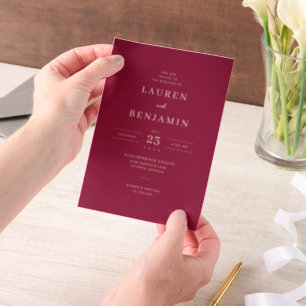 Elegante bordeauxrote Hochzeitseinladung