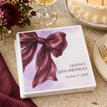 Elegante bordeauxrote Schleifen-Geburtstagsfeier