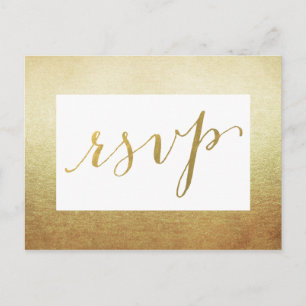 Elegante Border Imitats Gold Foil Wedding RSVP Einladungspostkarte