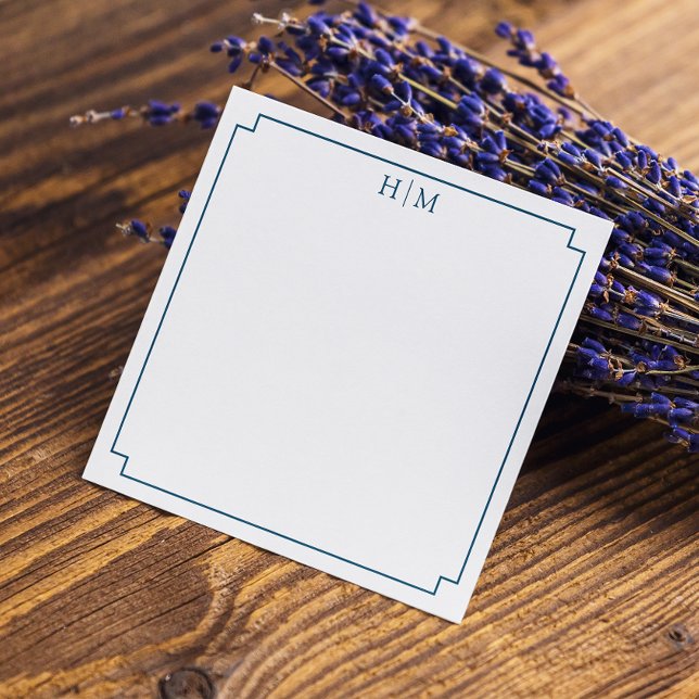 Elegante Border Simple Monogram Note Card Mitteilungskarte (Von Creator hochgeladen)
