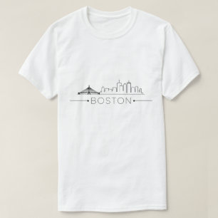 Elegante Boston City Line Art, moderne urbane Skyl T-Shirt