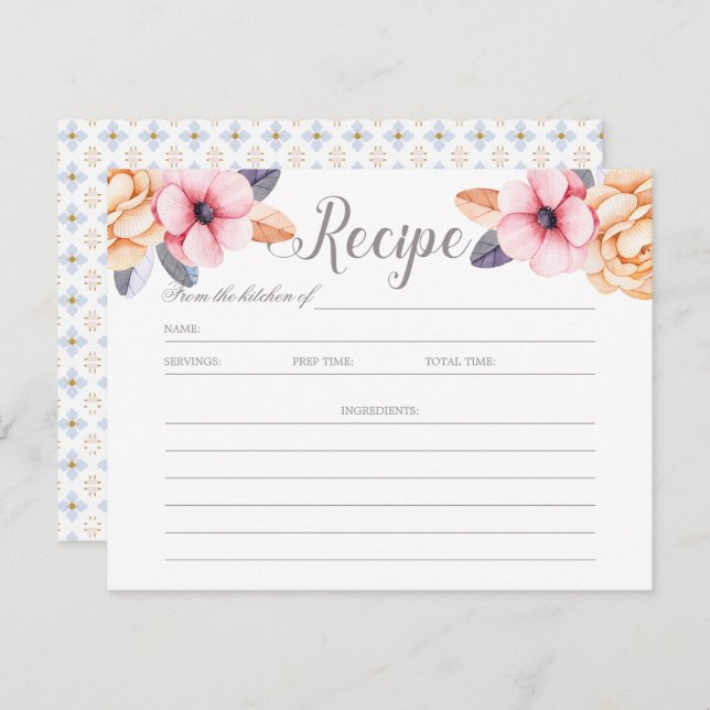 Elegante Botanic Berries Brautparty Rezept Karte (Vorne/Hinten)