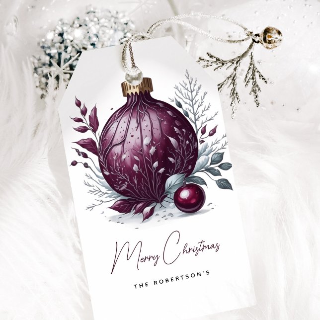 Elegante Botanical Bauble Weihnachten Geschenkanhänger (Von Creator hochgeladen)