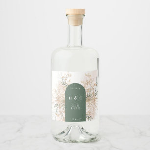Elegante Botanicals Gold Eukalyptus Moderner Gin A Alkoholflaschenetikett