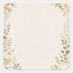 Elegante Botanik auf Vintage-Handmade-Papier Quadratischer Aufkleber