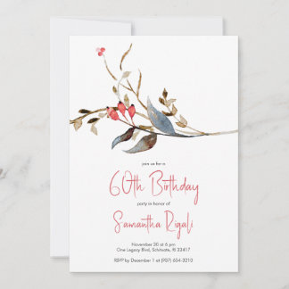 Elegante Botanische 60. Geburtstagsparty Einladung