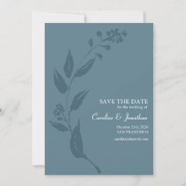 Elegante Botanische Aquamarine Blaue Minimalistisc Save The Date