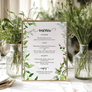 Elegante botanische Aquarell-Grünpflanzen-Hochzeit Poster