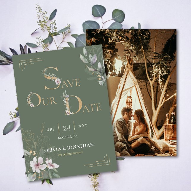 Elegante botanische Aquarellblume retten die Daten Einladung (Elegant Botanical Watercolor Floral Save the Dates Invitation)