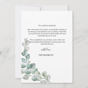 Elegante Botanische Aquarellmalerei mit Grüntönen Dankeskarte