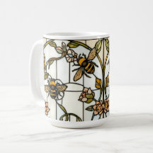 Elegante botanische Art Nouveau-Bienenverglasung