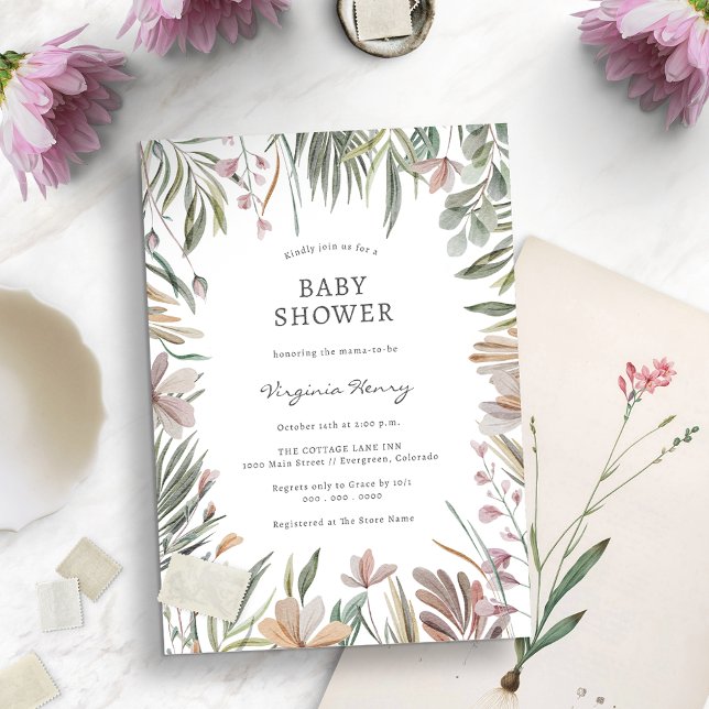 Elegante botanische Babydusche Einladung (Von Creator hochgeladen)