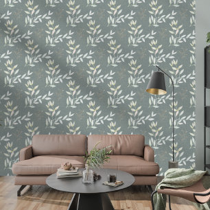 Elegante botanische Blätter auf Holzwerkstoffen Tapete