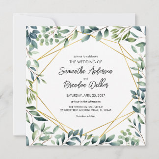 Elegante botanische Blätter Hochzeit Einladung