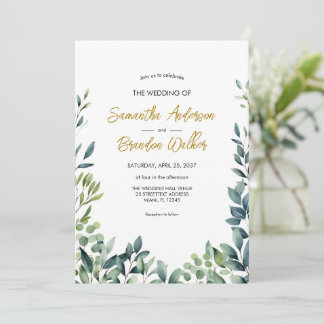 Elegante botanische Blätter Hochzeit Einladung