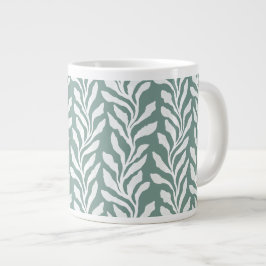 Elegante botanische Blätter Teal Grün Minimal Jumbo-Tasse