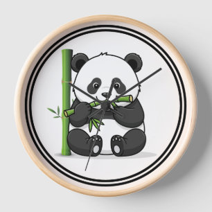 Elegante botanische Blattwanduhr mit süßem Bären Uhr