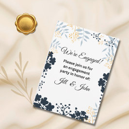 Elegante botanische blaue Verlobungs-Hochzeit Einladung