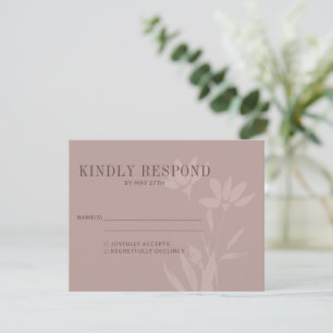 Elegante botanische Blume Dusty Mauve Hochzeit  RSVP Karte
