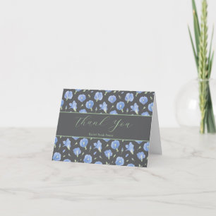 Elegante botanische Blumen Dankeskarte mit Falz