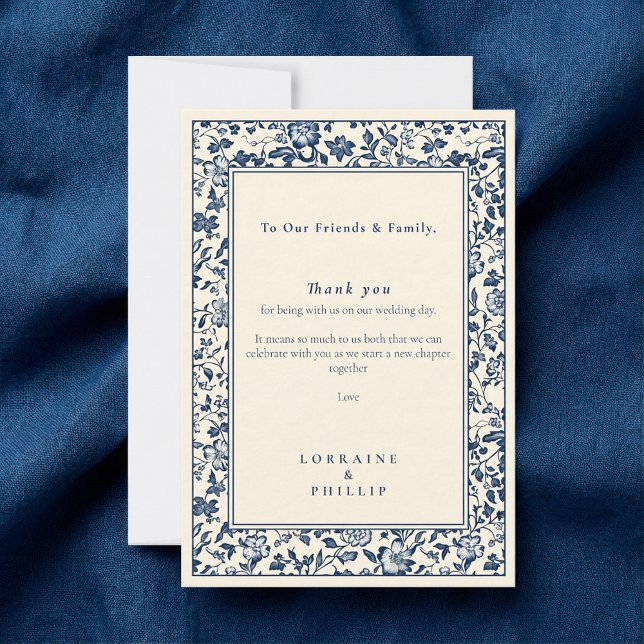 Elegante Botanische Blumenhochzeit Dankeschön Kart Dankeskarte (Elegant Botanical Floral Wedding Thank You Card.)