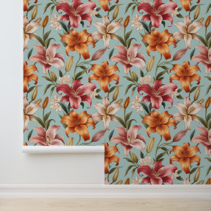 Elegante botanische Blütenschale und -klemme Tapete