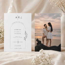 Elegante botanische Bogen-Hochzeitseinladungsvorla Einladung