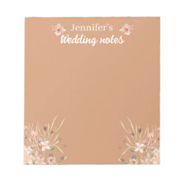 elegante botanische braune Hochzeit Notizblock