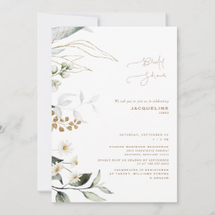 Elegante botanische Daisy Weiße Hochzeitsdusche Einladung
